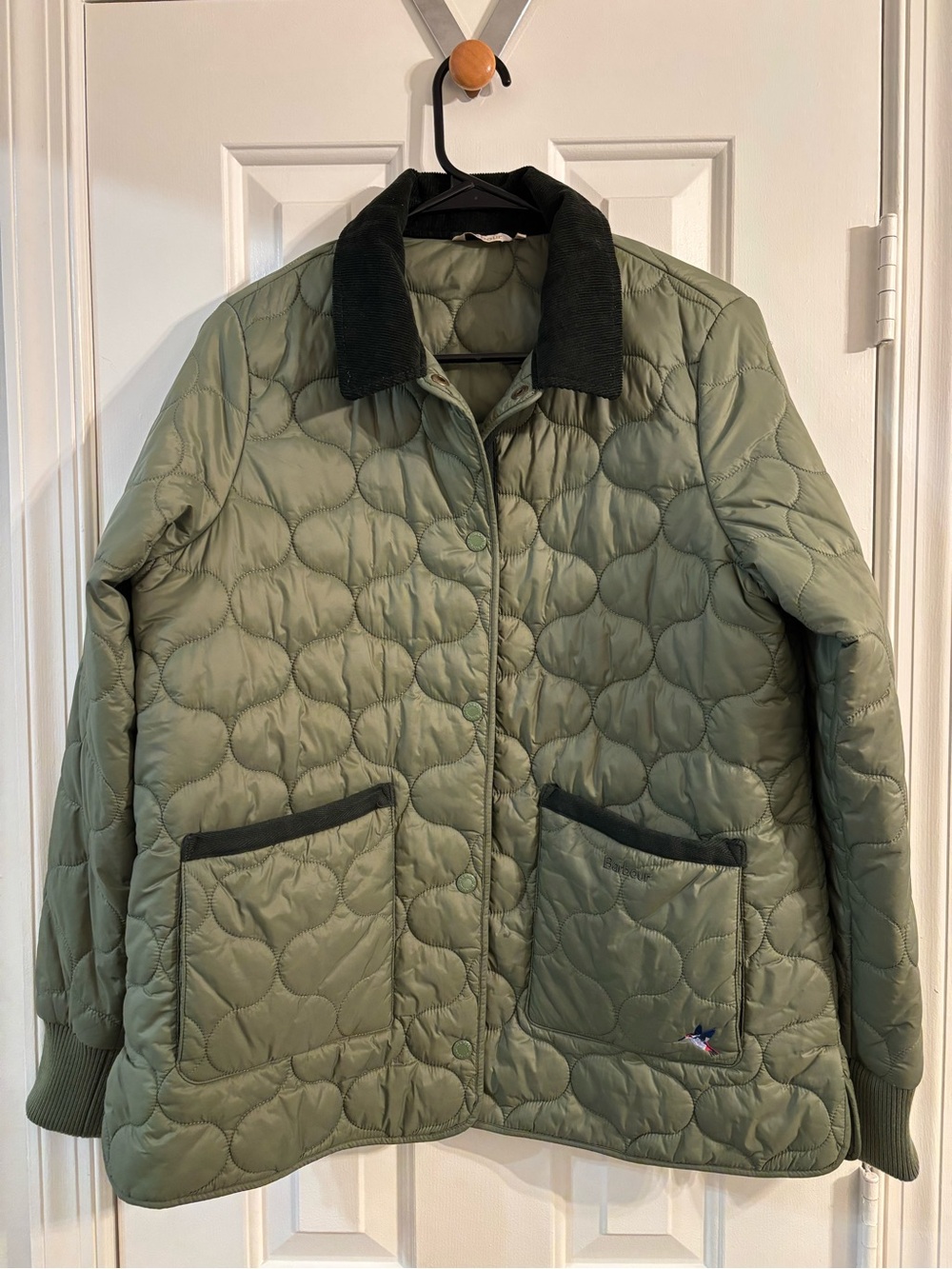 Barbour Hallie Quilted Jacket – Size 10 – Sage Green – Hummingbird Embroidery